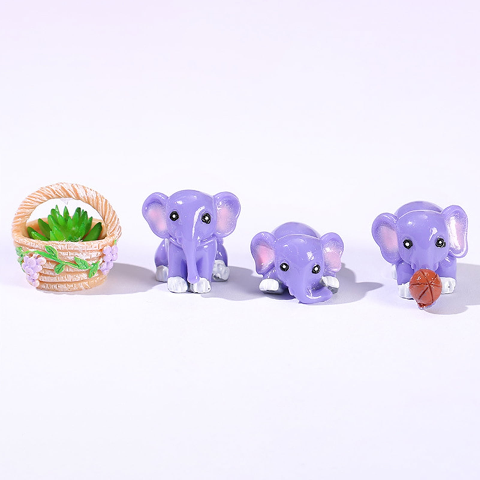Small Resin Animals Including 1 Banana And 6 Cute Elephants - Temu