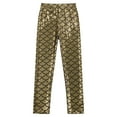 thumbnail image 4 of YONGHS Kids Girls Shiny Metallic Scale Mermaid Leggings Pants Tights Halloween Dance Party Trousers Gold 7-8, 4 of 7