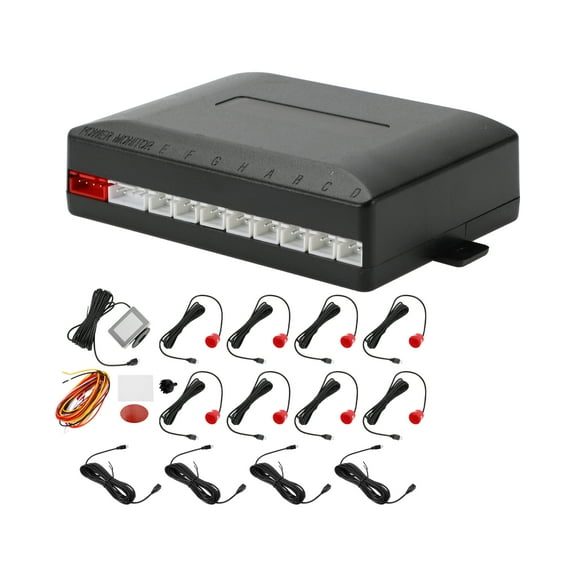 Sistema de radar de reversa para automóviles Unique Bargains con pantalla LCD de distancia, sensores de estacionamiento de reversa, detección de distancia, 8 sensores de estacionamiento, rojo