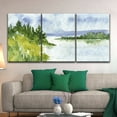 thumbnail image 2 of wall26 - 3 Panel Canvas Wall Art - Watercolor Style Trees Calm Lake - Giclee Print Gallery Wrap Modern Home Art Ready to Hang - 16"x24" x 3 Panels, 2 of 4