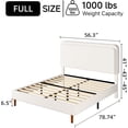 thumbnail image 2 of Full Size White Boucle Cloud Platform Bed Frame with Adjustable Headboard and Solid Wooden Legs, No Box Spring Needed, 2 of 8
