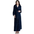 thumbnail image 1 of Women's Plush Fleece Robe with Elastic Waist Design Long Warm Solid Bathrobe Dressing Nightgown, 1 of 5