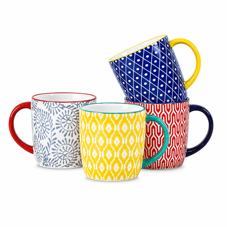 10 Oz Coffee Mugs Set Of 4 Small Cups Ceramic With Handle For Cappuccino Latte Cocoa Milk Tea Dishwasherwave Safeorted Colors