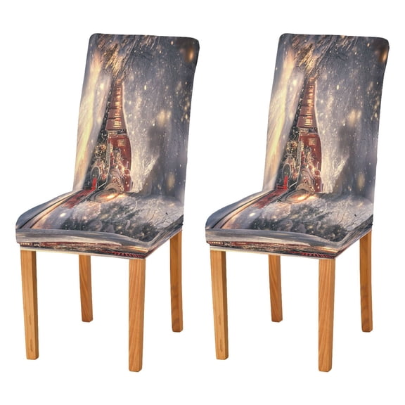 BZSMCE Chairs Slipcovers Dining Chair Covers Red Christmas Train Creative Pattern