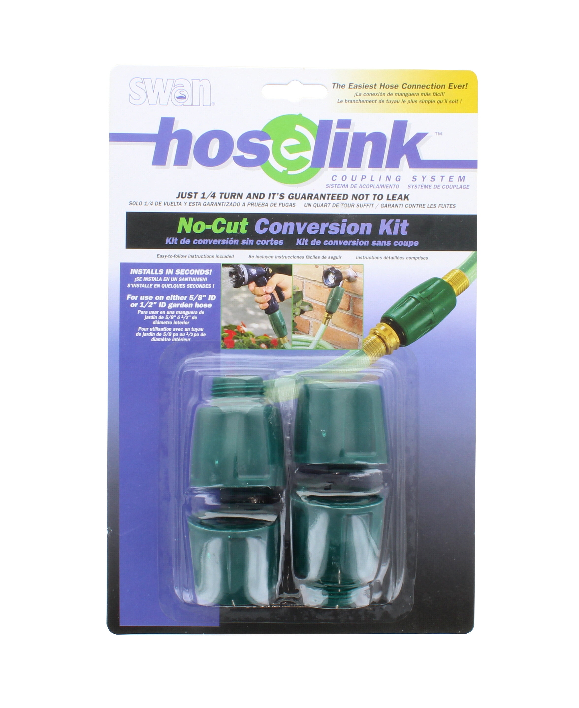 Hoselink Garden Hose Connector NoCut Conversion Kit Fits 5/8 " or 1/2