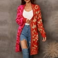 thumbnail image 2 of Patlollav Womens Medium Long Coat New Long Sleeve Sweater Knitted Cardigan Coat, 2 of 6