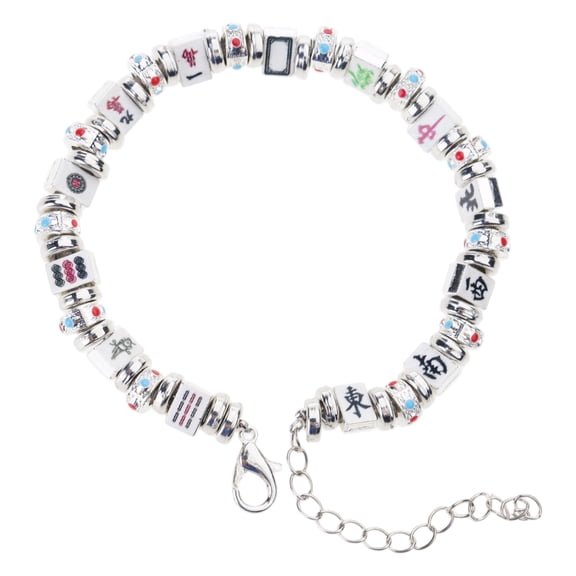 Lucky Mahjong Inspired Enameled Bracelet Wristband With Wealth Symbol Charm For Women Fashion Jewelry