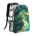 thumbnail image 3 of Susaid Turquoise Golden Swirl Print Clear Backpack See Through Transparent Plastic Clear Bookbags for School, College, Stadium,Work, 3 of 7