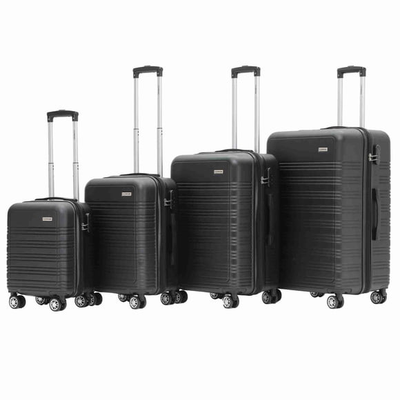 Set de 4 Maletas Compass Montevideo Color Negro con Ruedas 360°