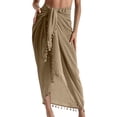thumbnail image 2 of Sarong Cover Up Womens Beach Cover Up Bikini Bathing Suit Swimsuit Swimwear Coverup Sarong Pareo Wraps for Women Khaki One Size, 2 of 5