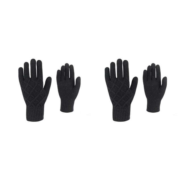 Guardurnaity Guantes de punto, accesorio de ropa térmica de invierno, calentadores de manos para niñas, pantalla táctil, guantes para exteriores Negro 2Conjunto