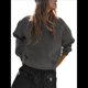 thumbnail image 1 of Sudadera Corta para Mujer, Cuello Redondo, Larga, Talla Grande, Otoño-Invierno 2025, Estilo Jersey Holgado. Gris Oscuro L, 1 of 10