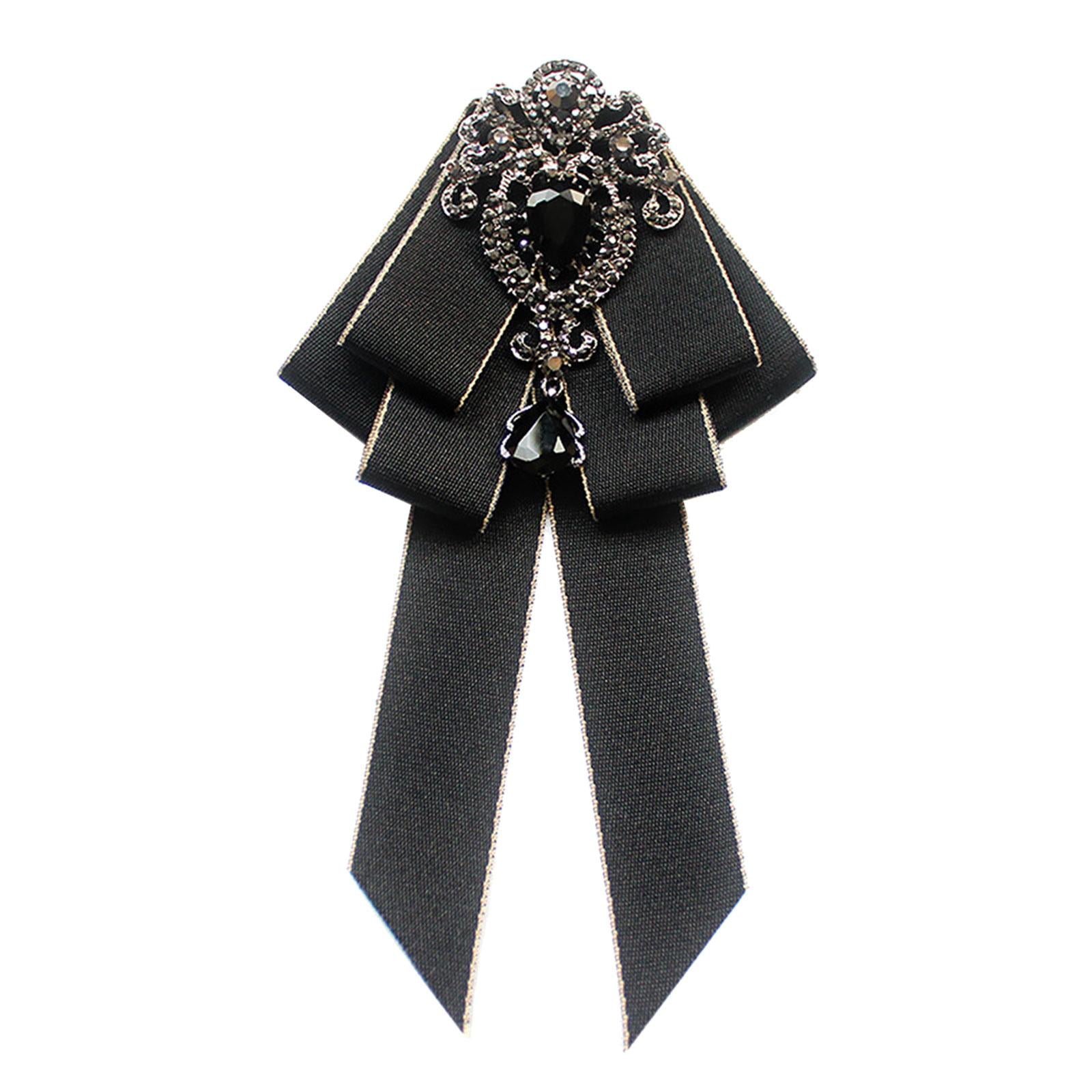  Black Color Rhinestone Bow Brooches for Women Large Bowknot  Brooch Pin Vintage Jewelry Winter Accessories: Clothing, Shoes & Jewelry