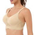 thumbnail image 7 of Women's Plus Size Hollow Out Mesh Sports Bra Wirefree Seamless Thin Padded Yoga Fitness Activewear Beige, 7 of 7