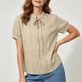 thumbnail image 6 of DeHolifer Women's Summer Tops V-Neck Solid Color Casual Lightweight Short Sleeve Tee T-Shirts Khaki L, 6 of 8