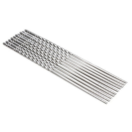 

AMNHDO 5 Pairs Stainless Steel Chopsticks Anti-skip Thread Style Durable