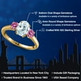 thumbnail image 2 of Gem Stone King 18K Yellow Gold Plated Silver Ring Aquamarine and Pink Moissanite (1.66 Cttw), 2 of 6