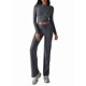 thumbnail image 1 of Conjuntos de 2 Piezas para Mujer, Larga, Cuello Redondo, Pantalones Acampanados de Cintura Alta, Conjuntos de Chándal, Ropa de Calle. Gris Oscuro L, 1 of 9