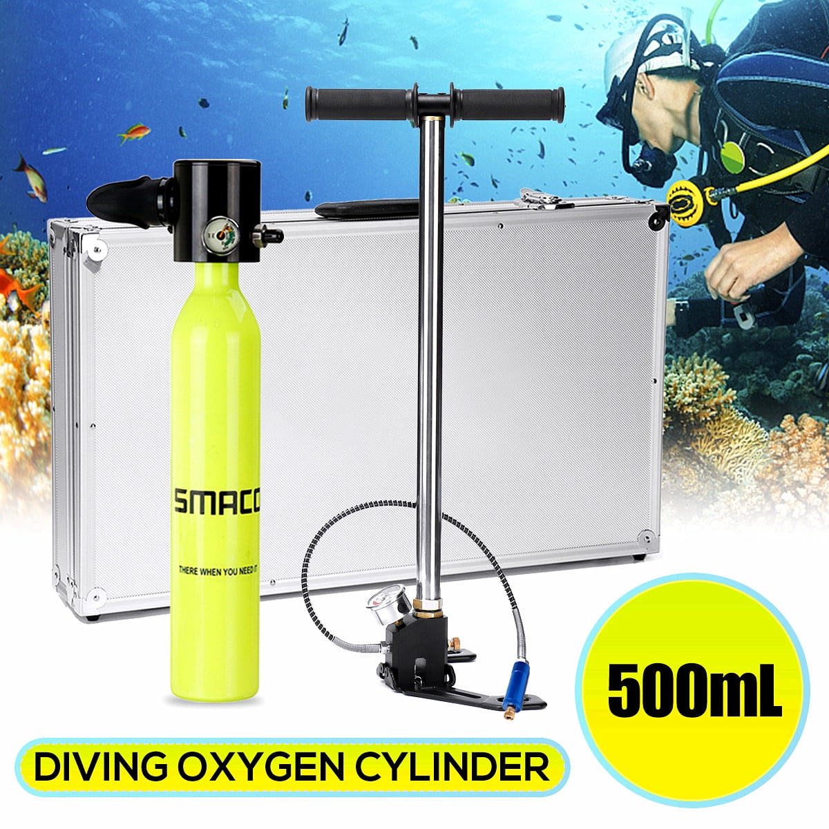 0.5L Portable Mini Oxygen Cylinder Air Oxygen Tank Breath Diving