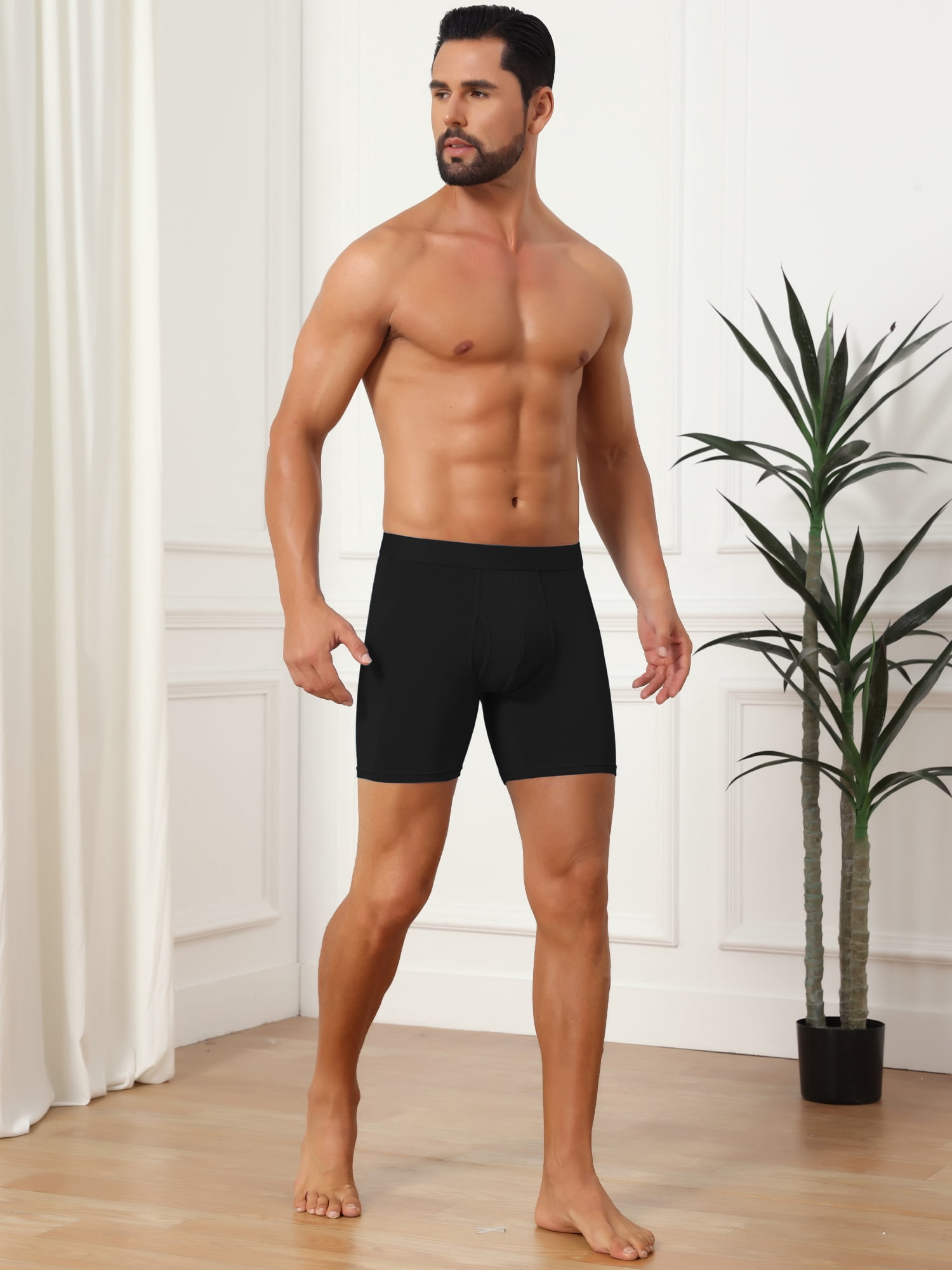 DARING DIVA Men's Elastic Waistband Soft Mid-Waisted Solid Underwear 30 Black