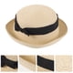 thumbnail image 3 of Sombrero de paja con ala ancha enrollable y lazo para mujer y niña, estilo bombín para playa, para verano (beige), 3 of 7