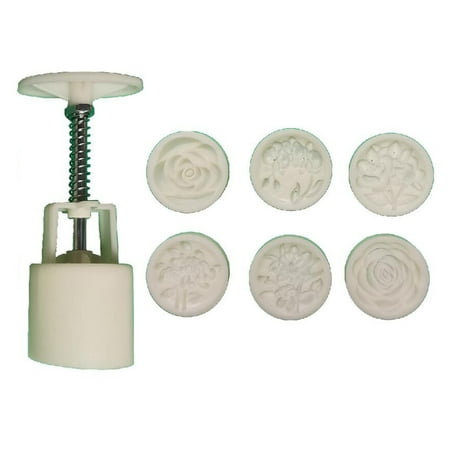 

ZENTREE Mooncake Stamps Flowers Shaped Moon Cake Mold Set Festival DIY Hand Press Mooncake Desserts Cutter Pastry Decors Gadgets