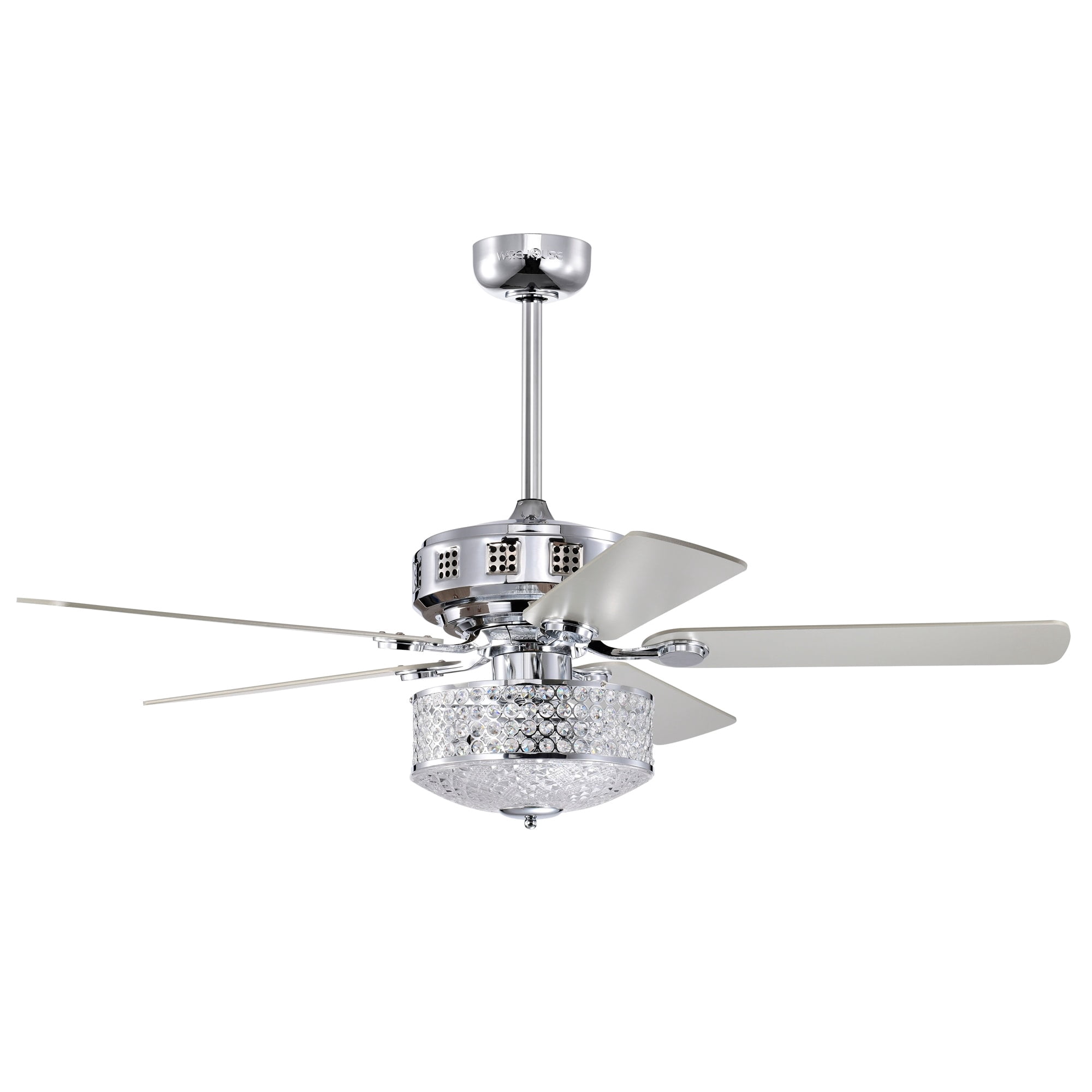 Warehouse of Tiffany AY16Y16CR Callen 52 in. 3-Light Indoor Chrome Finish Ceiling Fan with Light Kit