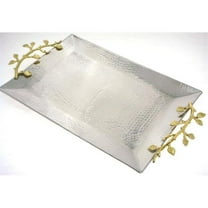 Leeber 70038 Elegance Gilt Leaf Rectangular Stainless Steel Tray, 21 x 12 in.