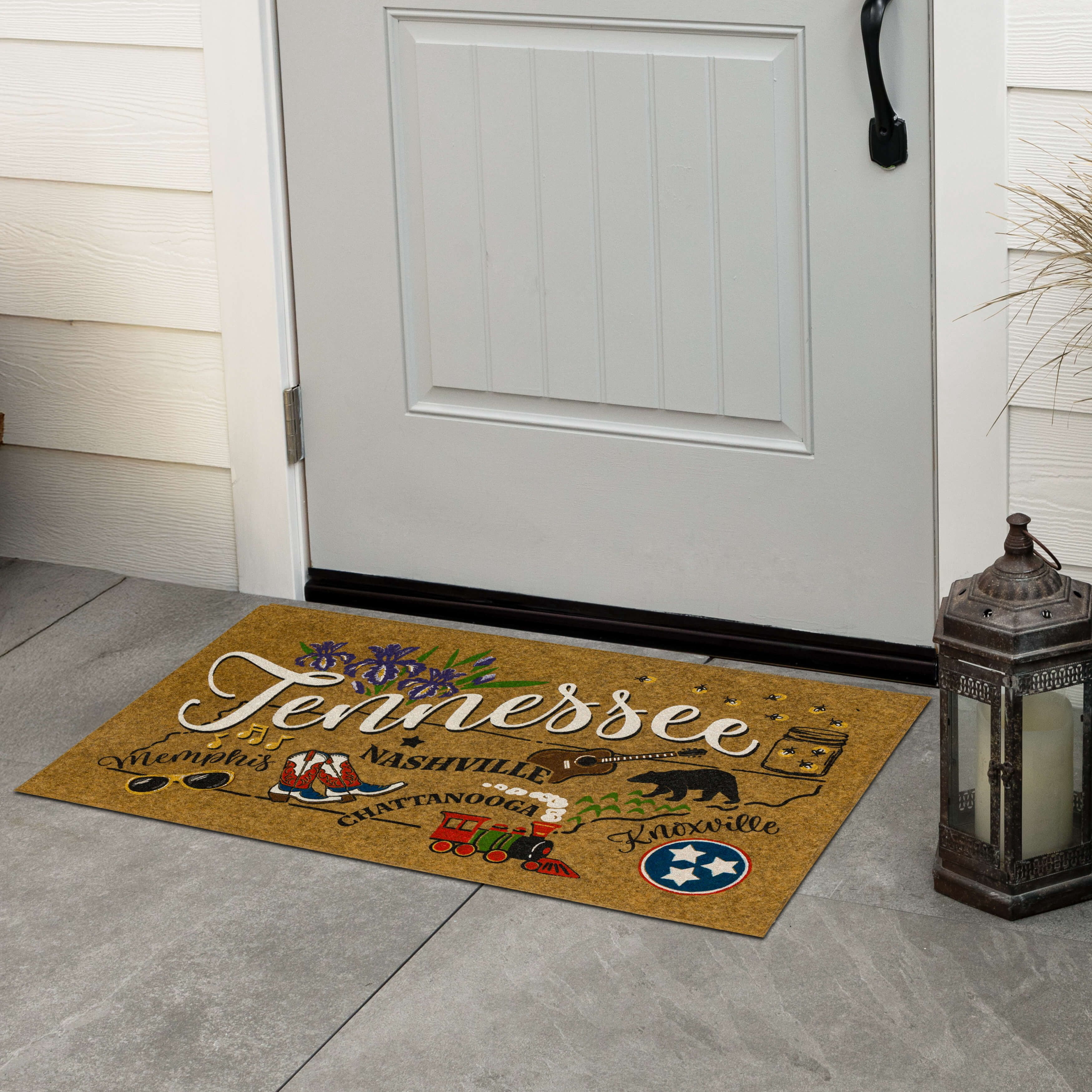Mohawk Home Tennessee Indoor/Outdoor All Weather Polyester Rubber Backed Rectangle Doormat, Tan, 18" x 30"