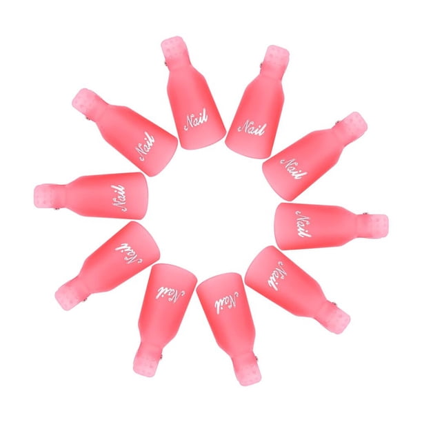 Vogacara 10 Uds. Clips de tapa de remojo de Arte de uñas de plástico Gel removedor de esmalte herramienta de envoltura líquido para la Juegos de manicura rosado