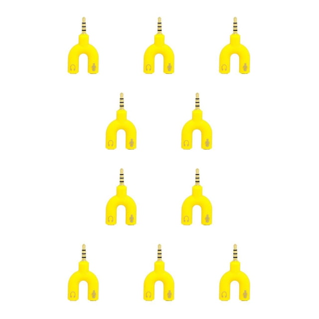 Tholdsy Divisor de audio de 3,5 mm U Interfaz de conector estéreo conveniente Convertidor de sonido externo Accesorios para auriculares de amarillo 10piezas