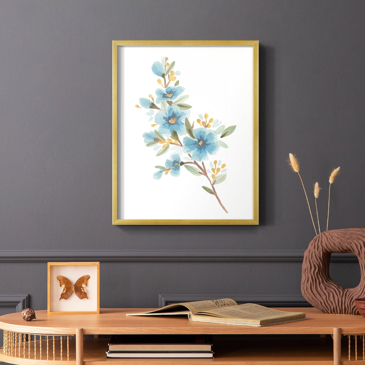 Wildflower Sprig I Framed Print - Solid Wood in Single Picture Frame Solid Wood 2 Framed Print