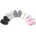 thumbnail image 2 of Newborn Baby Boy Girl Soft Fleece Booties Stay On Infant Slippers Socks Shoe Non Skid Gripper Toddler First Walkers Winter Ankle Crib Shoes, 2 of 6