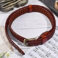thumbnail image 4 of Genuine Leather Casual Woven Belt 1.36 Inch Wide Solid Strap Waistband with Single Prong Buckle Cowhide Leather Adjustable Waist Belt, 4 of 9