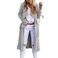 thumbnail image 2 of Rigardu Coats for Women Trendy Women's Open Front Long Trench Coats Long Sleeve Slim Casual Pockted Windproof Overcoat with Belt Coats for Women Clearance Size: M-3Xl, 2 of 7