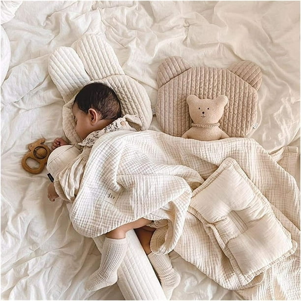 Almohada antivuelco lateral para dormir para bebe Cojin de apoyo para el cuello de algodon suave Cojin trasero de posicionamiento para ninos pequenos Acompana la almohada para dormir para bebe un YONG...