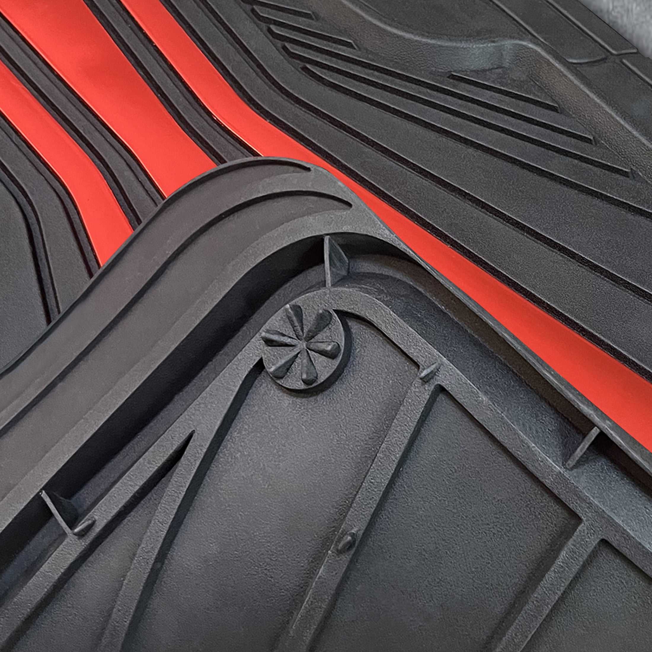 Auto Drive 4-Piece Black & Red All-Weather Rubber Floor Mat Set – Heavy Duty Universal Trim-to-Fit Car, Suv & Truck Mats