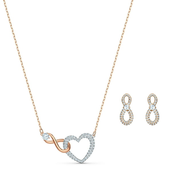 Conjunto de joyas: collar y pendientes Swarovski Infinity con cristales