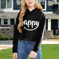 thumbnail image 2 of Girls Long Sleeve Letters Solid Color Short Hoodie Hoodie Top Clothes, 2 of 4