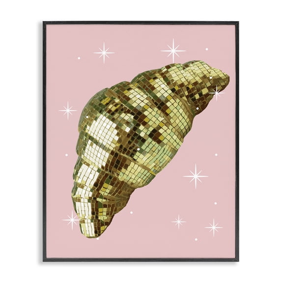 Stupell Industries Luminous Disco Croissant Food & Beverage Painting Black Framed Art Print Wall Art, 11 x 14