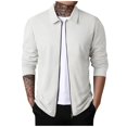 thumbnail image 1 of Men's Solid Color Zipper Lapel Jacket Coat Men's Casual Fashion Warm Coat L, 1 of 5