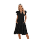 thumbnail image 2 of Vestido de Verano para Mujer, Cuello en V, con Volantes, Midi, Negro, Talla L, 2 of 6