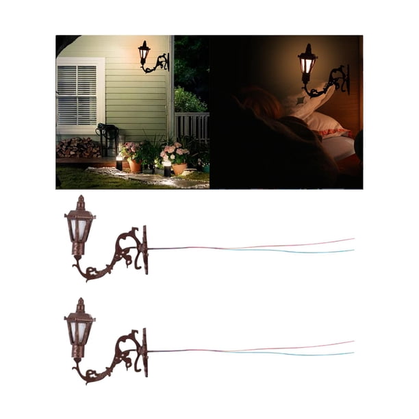 2 candelabros de pared LED para casa de muñecas, Mini farola en miniatura, modelo de construcción, mesa de arena, decoración de simulación, Mini lámpa estilo B Hugo Lámparas de pared