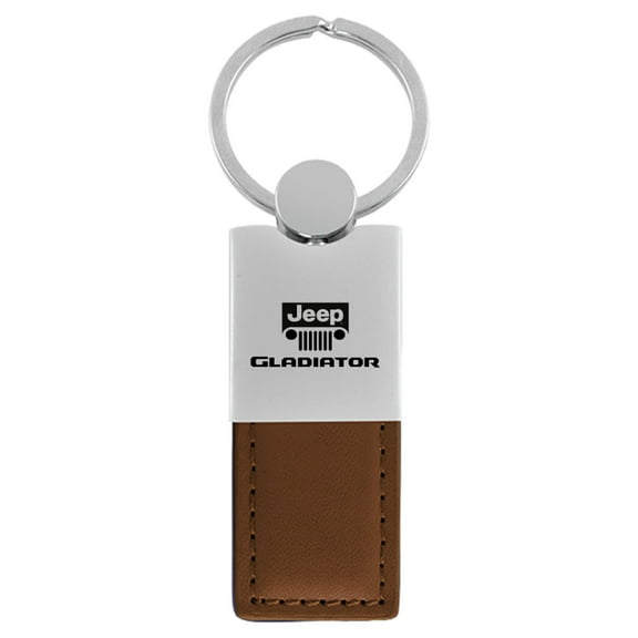 Jeep Gladiator Duo Rectangular Leather Key Chain (Brown)