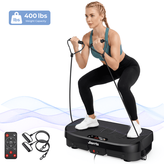 Jiorrts Vibration Plate Exercise Machine for lymphatic drainage Whole Body Vibrate Plate, 400 Lbs Capacity with Resistance Band