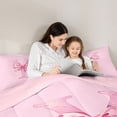 thumbnail image 4 of Manfei Pink Watercolor Letter Y Bow Queen Comforter Set, Cute Princess Style Bedding Comforter Set for Girls Women, Pink Reversible, 3 Pieces, 4 of 6