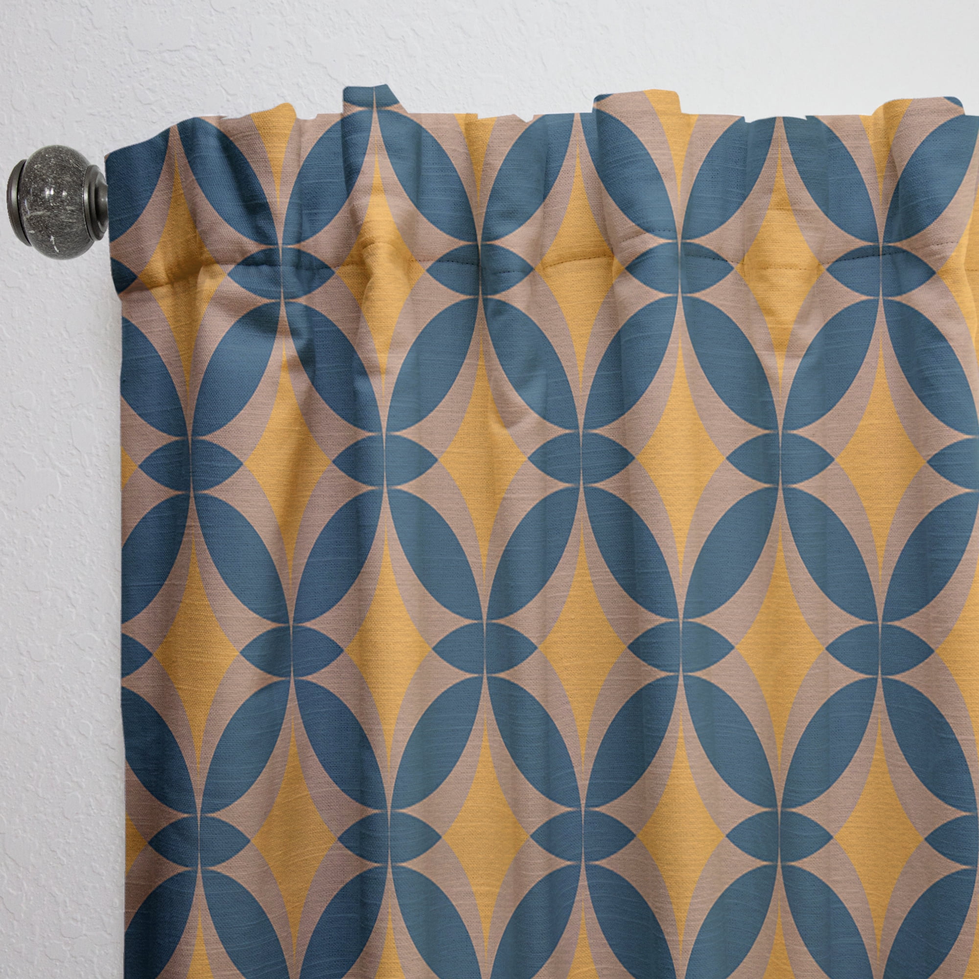 Designart 'Abstract Retro Design Pattern III' Mid-Century Modern Curtain Panel