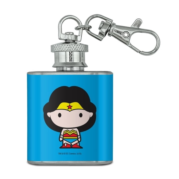 Wonder Woman Cute Chibi Character Stainless Steel 1oz Mini Flask Key Chain