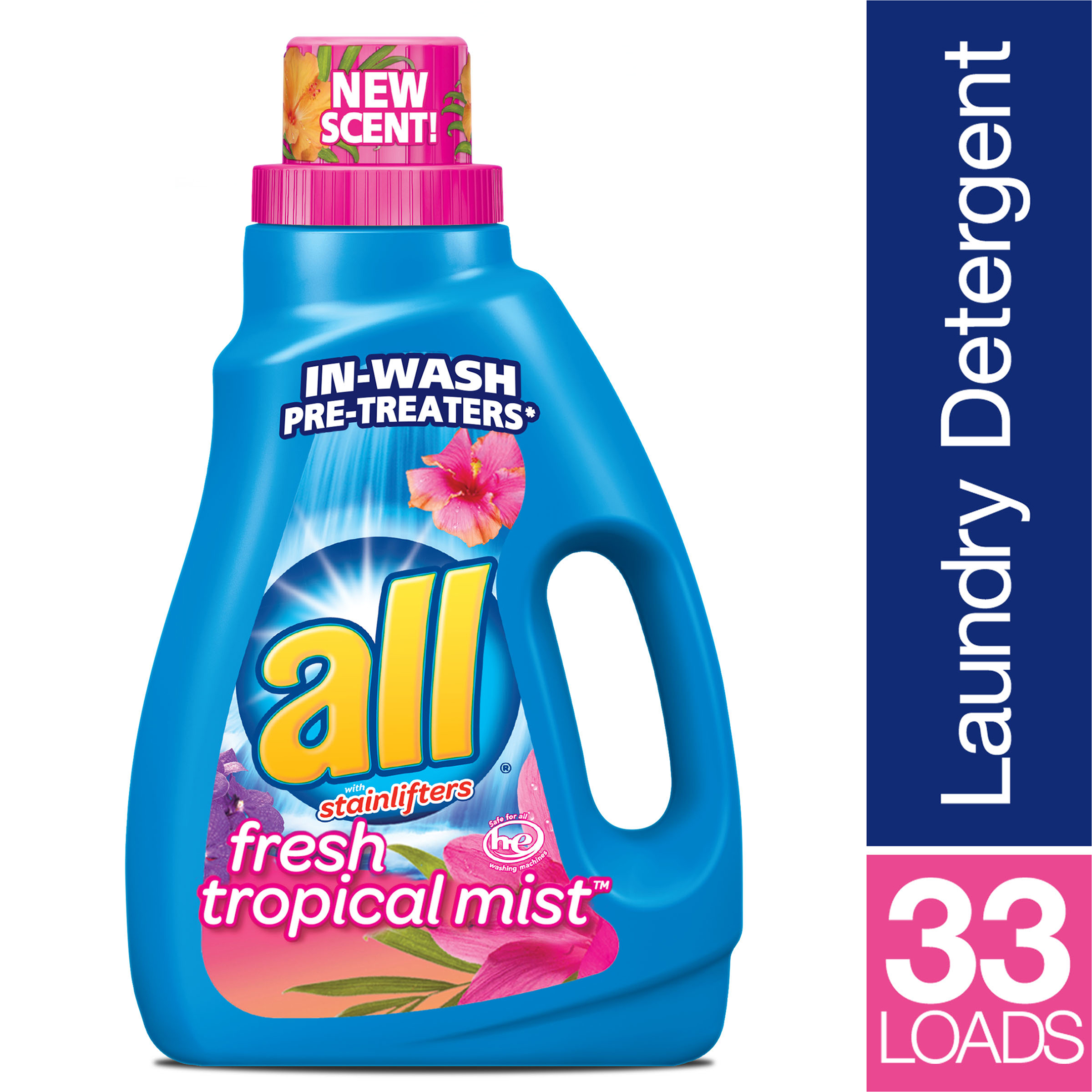 all Liquid Laundry Detergent, Fresh Tropical Mist, 50 Fluid Ounces, 33