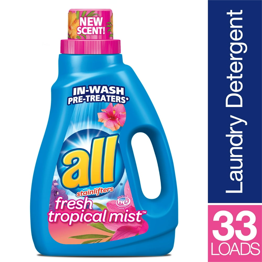 all Liquid Laundry Detergent, Fresh Tropical Mist, 50 Fluid Ounces, 33